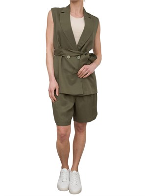 Shorts Nenette in misto lino verde in DONNA