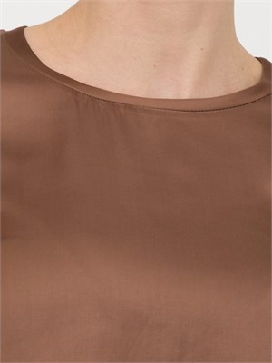 Blusa regular Fracomina raso marrone manica corta in DONNA