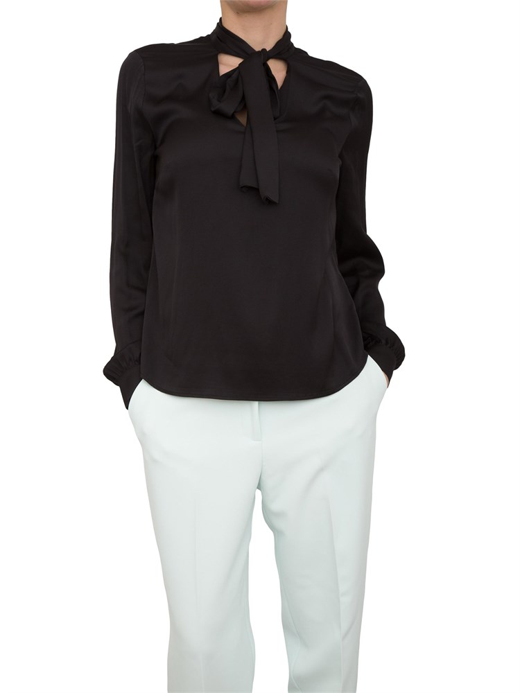 Blusa regular Fracomina raso nero manica corta