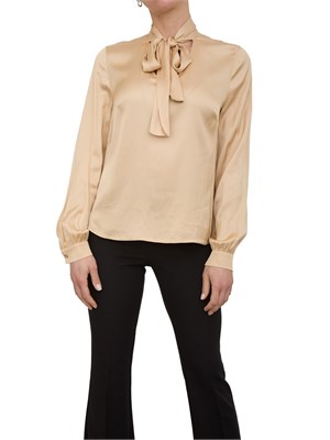 Blusa regular Fracomina raso beige manica corta in DONNA