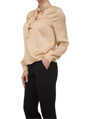 Blusa regular Fracomina raso beige manica corta in DONNA