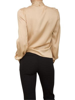 Blusa regular Fracomina raso beige manica corta in DONNA