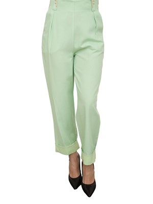 Pantalone carrot Fracomina in lino verde in DONNA