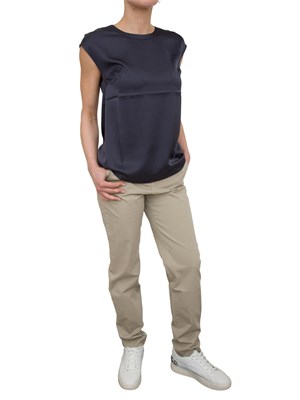Blusa Nenette raso blu maniche scese in DONNA