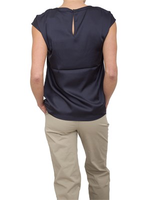 Blusa Nenette raso blu maniche scese in DONNA