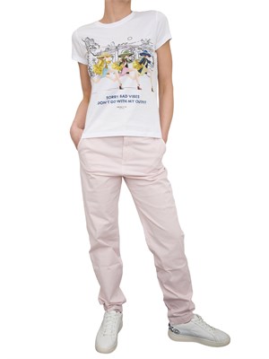 Pantalone chino Nenette cotone rosa cipria in DONNA
