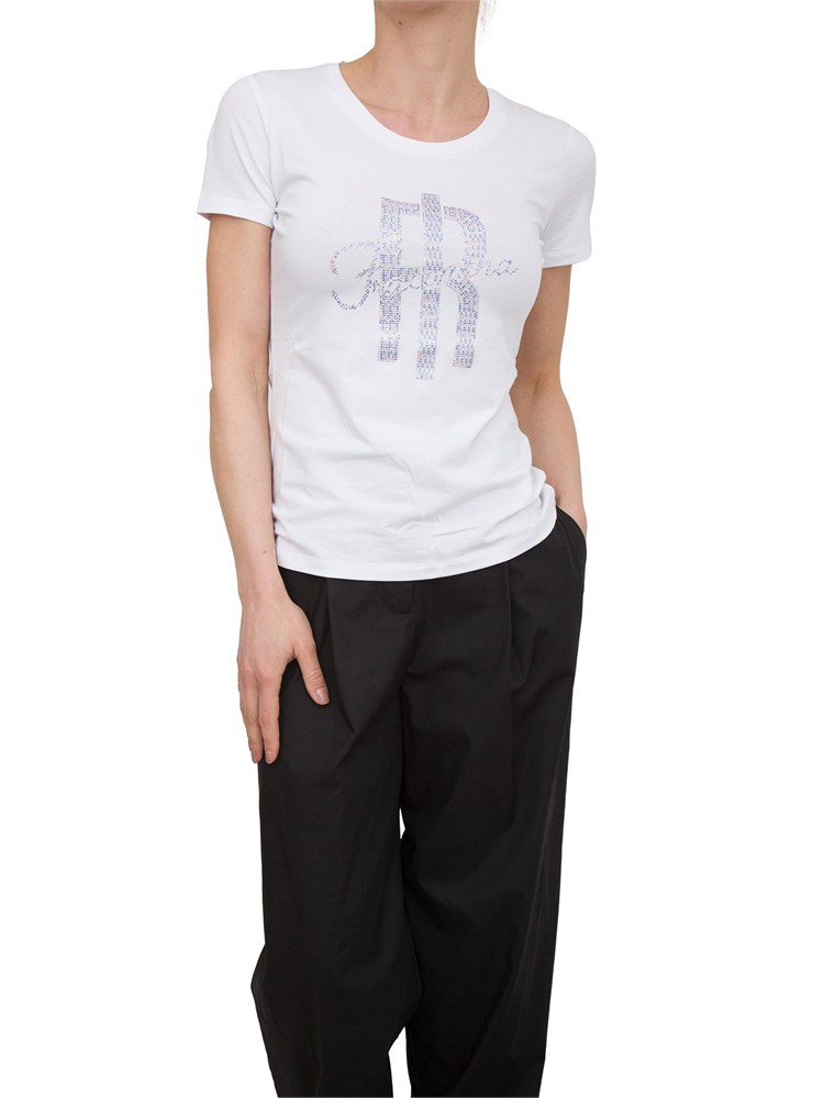 T-shirt con strass Fracomina bianco