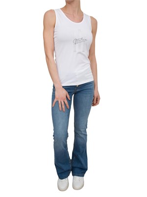 Top con strass Fracomina bianco in DONNA