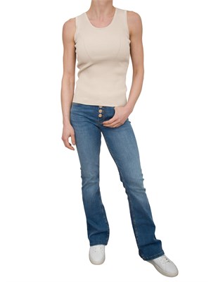 Canotta aderente Fracomina in maglia a costine beige in DONNA
