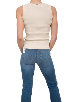 Canotta aderente Fracomina in maglia a costine beige in DONNA