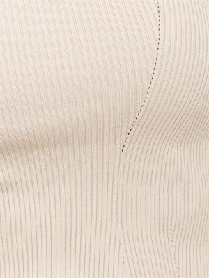 Canotta aderente Fracomina in maglia a costine beige in DONNA