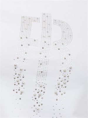 T-shirt girocollo Fracomina con strass bianco in DONNA