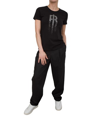 T-shirt girocollo Fracomina con strass nero in DONNA