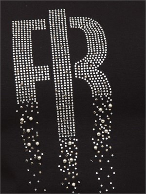 T-shirt girocollo Fracomina con strass nero in DONNA