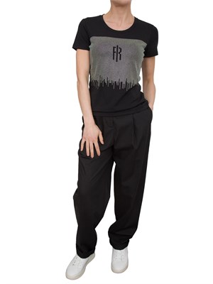 T-shirt con strass Fracomina nero in DONNA