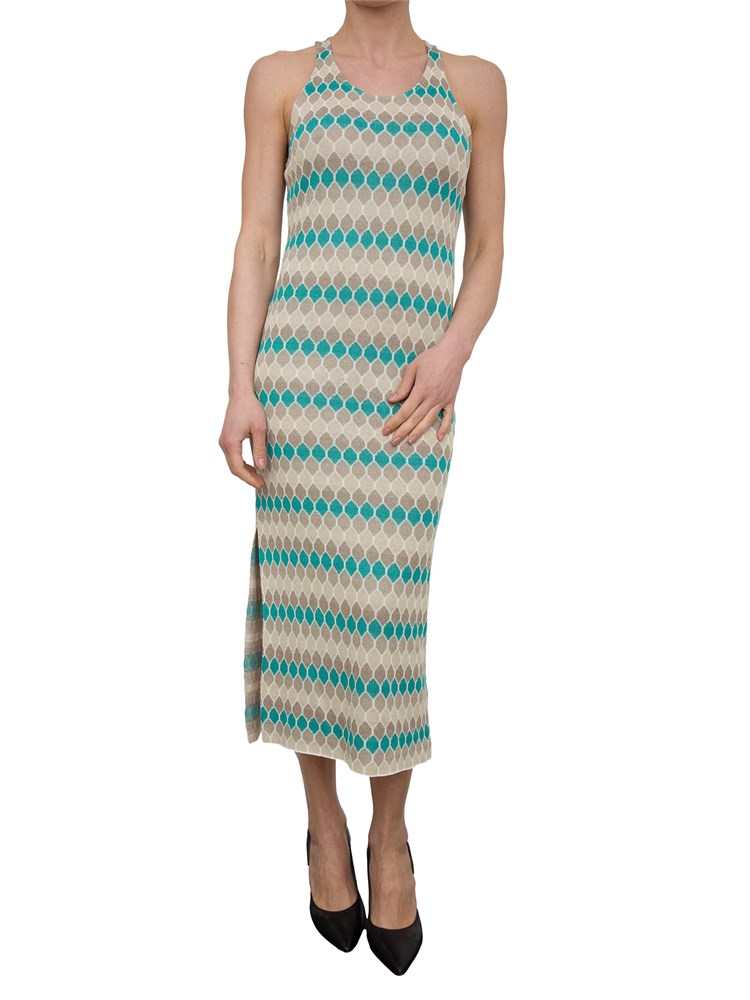 FRACOMINA Abito midi in jacquard geometrico multicolor