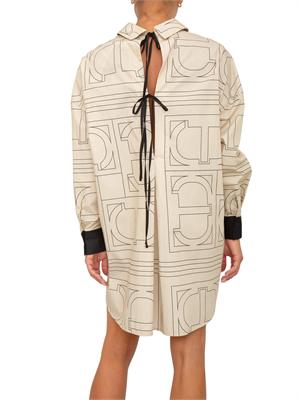 TWIN-SET Abito camicia Twinset in pregiato cotone beige con stampa logo all over in DONNA