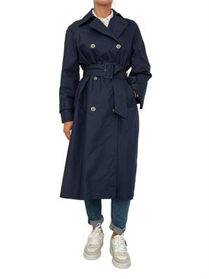 TWIN-SET Trench doppiopetto Twinset in twill di misto cotone blu in DONNA