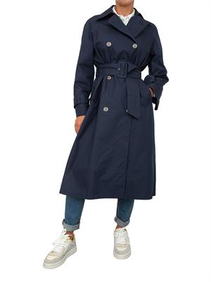 TWIN-SET Trench doppiopetto Twinset in twill di misto cotone blu in DONNA