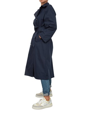 TWIN-SET Trench doppiopetto Twinset in twill di misto cotone blu in DONNA
