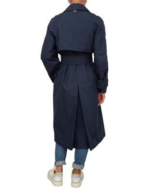 TWIN-SET Trench doppiopetto Twinset in twill di misto cotone blu in DONNA