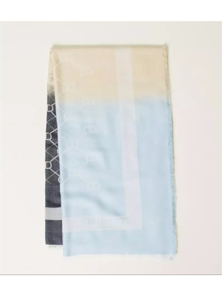 TWIN-SET Kefiah jacquard blu dégradé Twinset con Oval T
