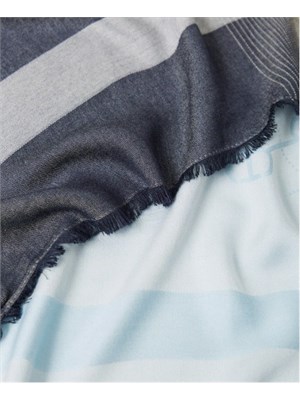 TWIN-SET Kefiah jacquard blu dégradé Twinset con Oval T in DONNA