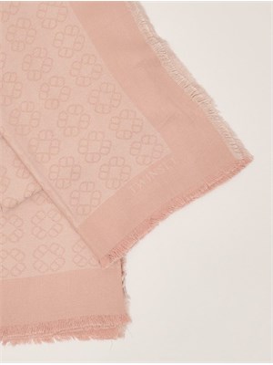 TWIN-SET Kefia rosa Twinset logo all over bordo sfrangiato in DONNA
