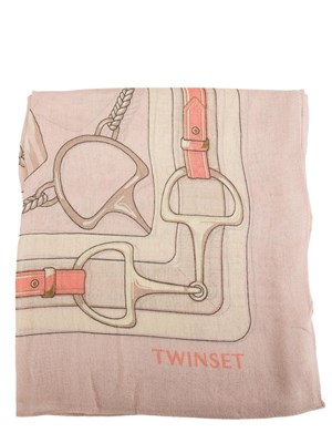 TWIN-SET Kefiah rosa Twinset stampa morsetti in DONNA