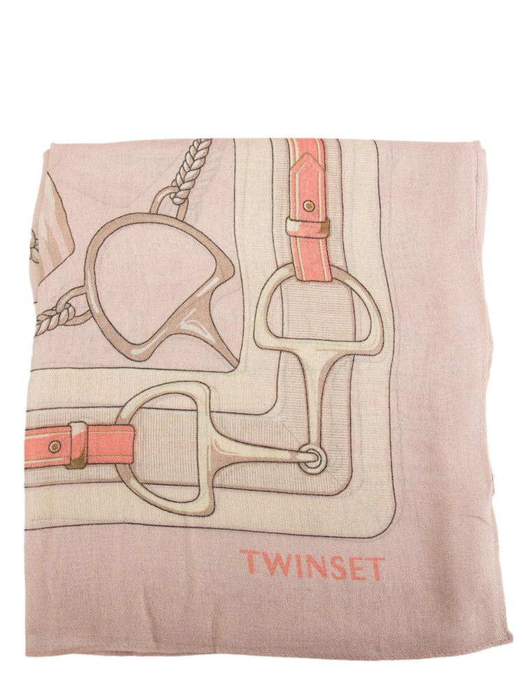 TWIN-SET Kefiah rosa Twinset stampa morsetti