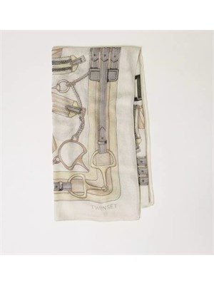 TWIN-SET Kefiah beige Twinset multicolor stampa morsetti in DONNA