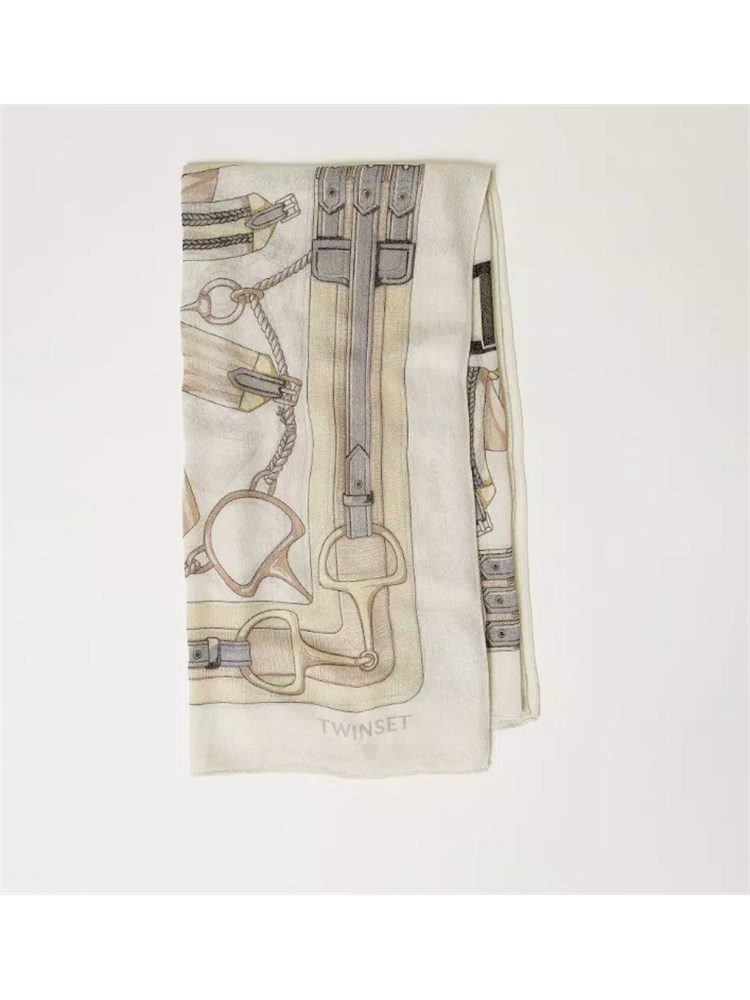 TWIN-SET Kefiah beige Twinset multicolor stampa morsetti