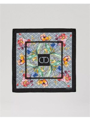 TWIN-SET Kefia nera Twinset multicolor fiori in DONNA