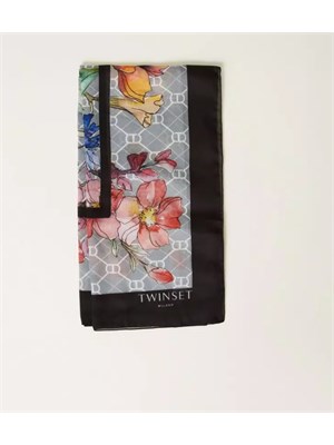 TWIN-SET Kefia nera Twinset multicolor fiori in DONNA