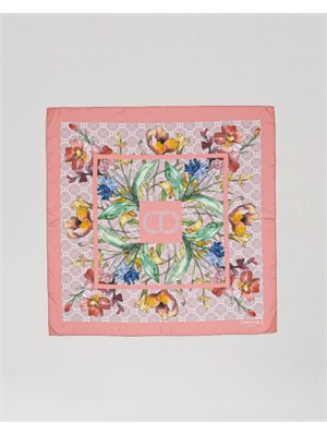 TWIN-SET Kefiah rosa Twinset fiori multicolor in DONNA