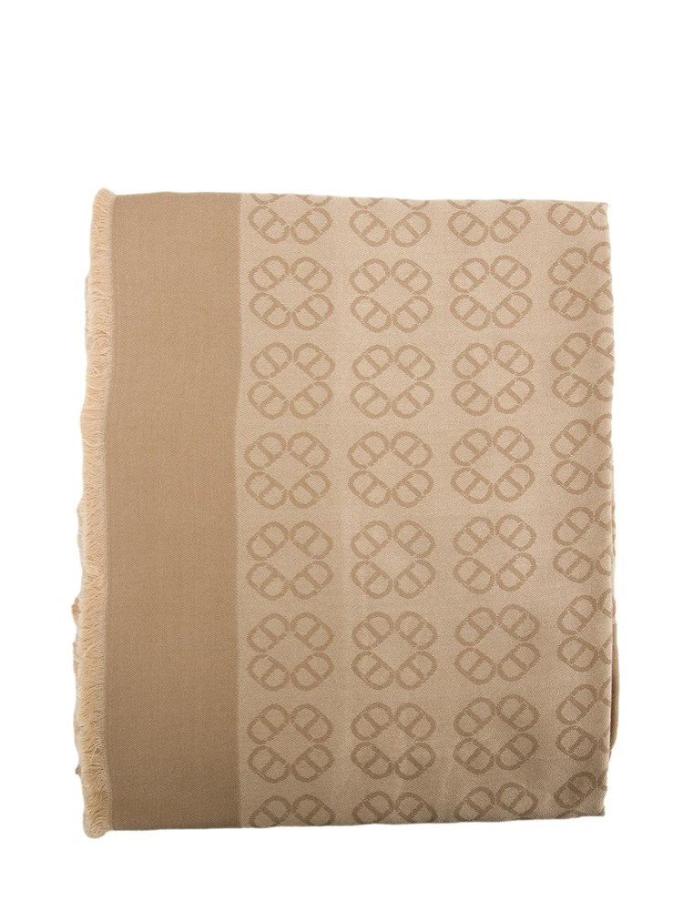 TWIN-SET Kefia beige Twinset logo all over bordo sfrangiato