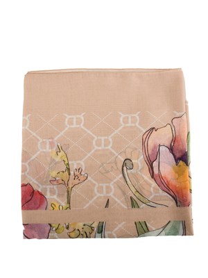 TWIN-SET Kefia beige Twinset multicolor fiori in DONNA