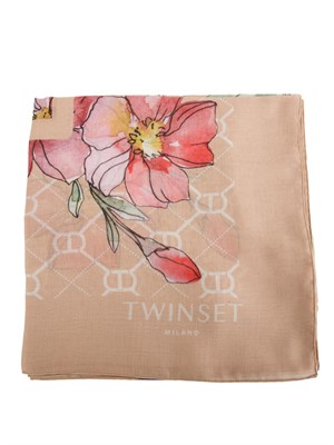 TWIN-SET Kefia beige Twinset multicolor fiori in DONNA