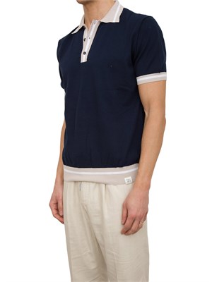 Polo blu Peuterey in tricot di cotone con dettagli a contrasto in UOMO