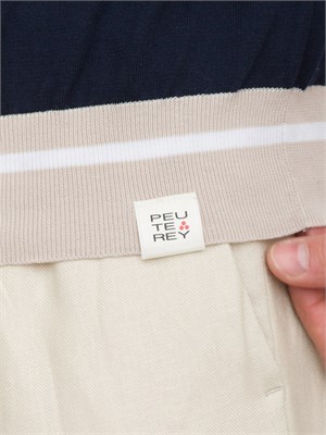 Polo blu Peuterey in tricot di cotone con dettagli a contrasto in UOMO