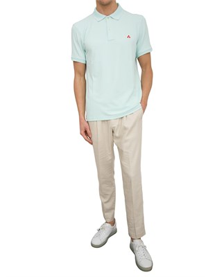 Polo acquamarina Peuterey in piqué di nylon stretch logo ricamo in UOMO