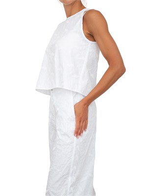 Top svasato iBlues in popeline di cotone bianco con ricami in DONNA