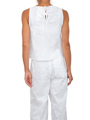 Top svasato iBlues in popeline di cotone bianco con ricami in DONNA