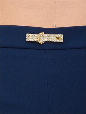 Pantaloni blu a zampa in doppio crêpe leggero Elisabetta Franchi in DONNA