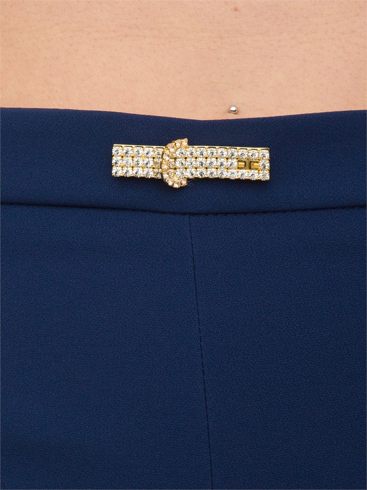 Pantaloni blu a zampa in doppio crêpe leggero Elisabetta Franchi