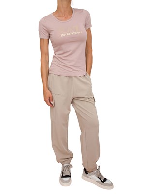 T-shirt donna maxi logo EA7 Emporio Armani in misto cotone e modal rosa in DONNA