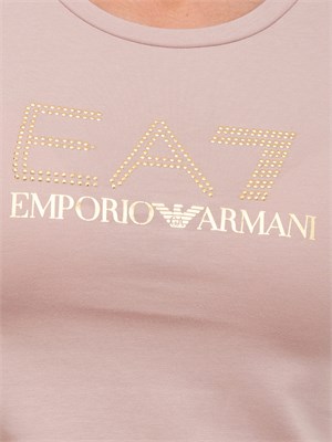 T-shirt donna maxi logo EA7 Emporio Armani in misto cotone e modal rosa in DONNA
