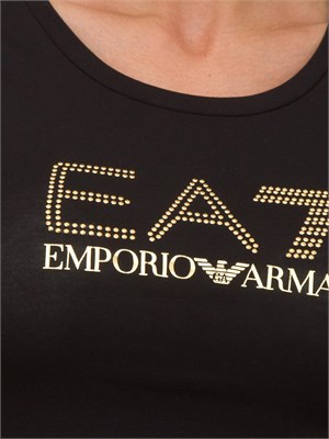 T-shirt donna maxi logo EA7 Emporio Armani in misto cotone e modal nero in DONNA