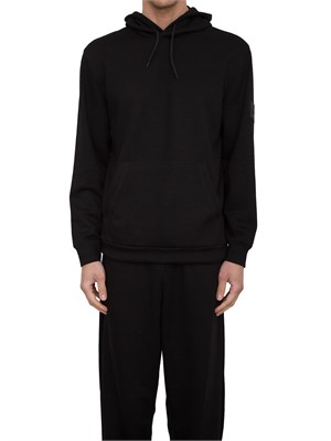 EA7 EMPORIO ARMANI Felpa con cappuccio EA7 Core Identity Unisex in misto viscosa stretch nero in UOMO