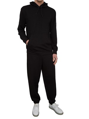 EA7 EMPORIO ARMANI Felpa con cappuccio EA7 Core Identity Unisex in misto viscosa stretch nero in UOMO